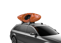 The padded cradles adjust to fit accomodate one kayak